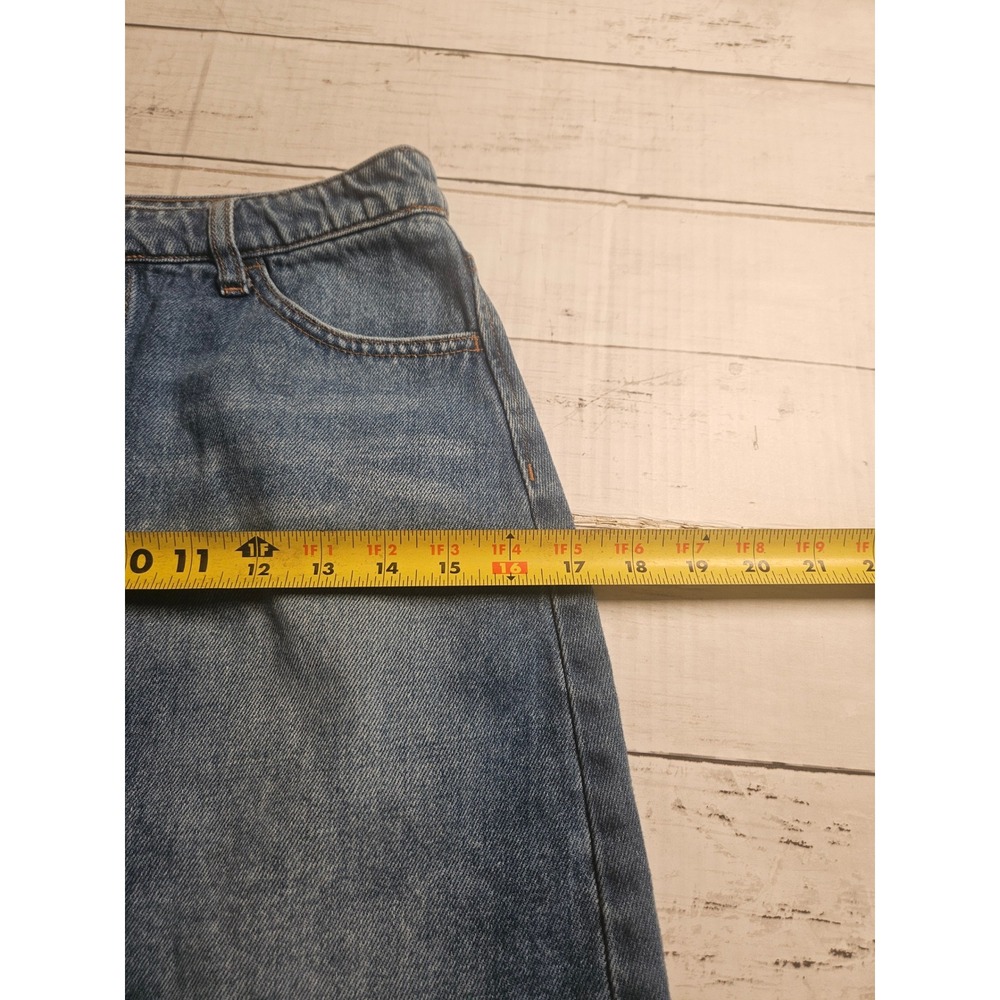H&M Womens Denim Mini Skirt Blue Button Front High Waist A-Line Size 6 - Picture 7 of 7